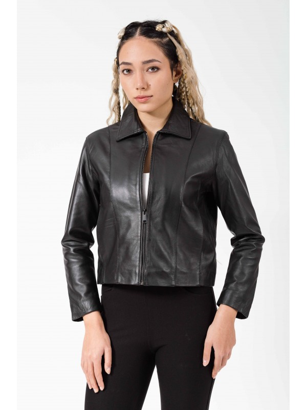 ALKIONI SHEEP BLACK - ΑΥΘΕΝΤΙΚΟ ΓΥΝΑΙΚΕΙΟ ΜΑΥΡΟ ΔΕΡΜΑΤΙΝΟ ΜΠΟΥΦΑΝ