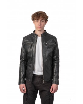 ALPHA BUFFALO BLACK - AUTHENTIC MENS BLACK LEATHER JACKET