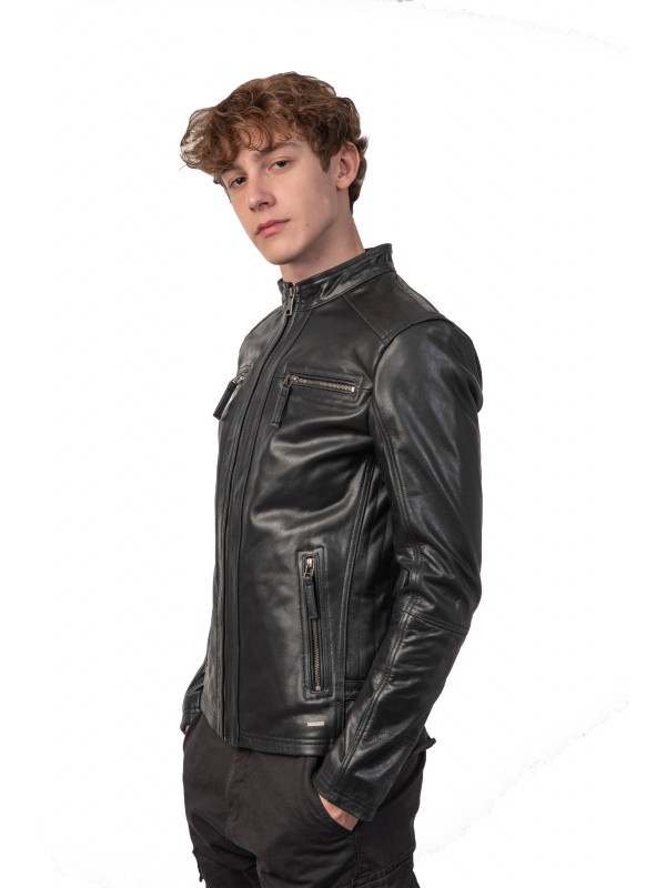 ALPHA BUFFALO BLACK - AUTHENTIC MENS BLACK LEATHER JACKET ALPHA BUFFALO BLACK - AUTHENTIC MENS BLACK LEATHER JACKET