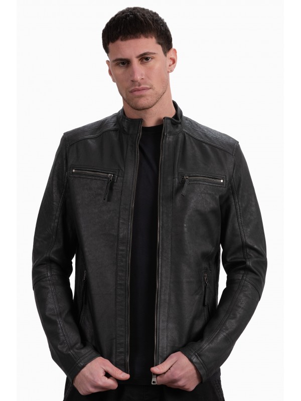 ALPHA VINTAGE SHEEP BLACK - AUTHENTIC MENS BLACK LEATHER JACKET ALPHA VINTAGE SHEEP BLACK - AUTHENTIC MENS BLACK LEATHER JACKET
