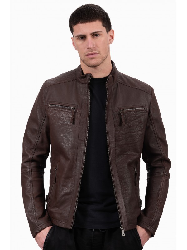 ALPHA VINTAGE SHEEP BROWN - AUTHENTIC MENS BLACK LEATHER JACKET ALPHA VINTAGE SHEEP BROWN - AUTHENTIC MENS BLACK LEATHER JACKET