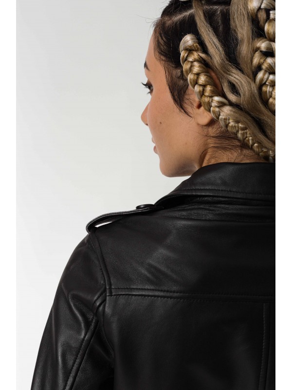 ELECTRA SHEEP BLACK - AUTHENTIC WOMENS BLACK LEATHER JACKET 