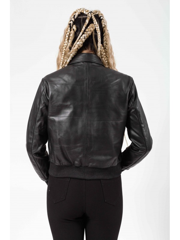 ELECTRA SHEEP BLACK - AUTHENTIC WOMENS BLACK LEATHER JACKET 