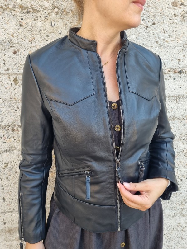 CASSANDRA SHEEP BLACK - AUTHENTIC WOMENS LEATHER JACKET CASSANDRA SHEEP BLACK - AUTHENTIC WOMENS LEATHER JACKET