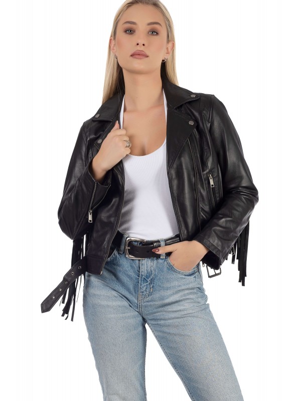 CRAZY HORSE SHEEP BLACK - ΑΥΘΕΝΤΙΚΟ ΓΥΝΑΙΚΕΙΟ ΜΑΥΡΟ ΔΕΡΜΑΤΙΝΟ ΜΠΟΥΦΑΝ ΜΕ ΚΡΟΣΣΙΑ