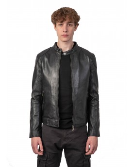 ROMEO SHEEP BLACK - ΑΥΘΕΝΤΙΚΟ ΑΝΤΡΙΚΟ ΜΑΥΡΟ ΔΕΡΜΑΤΙΝΟ ΜΠΟΥΦΑΝ