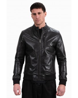 ECHO BUFFALO BLACK - AUTHENTIC MENS BLACK LEATHER JACKET