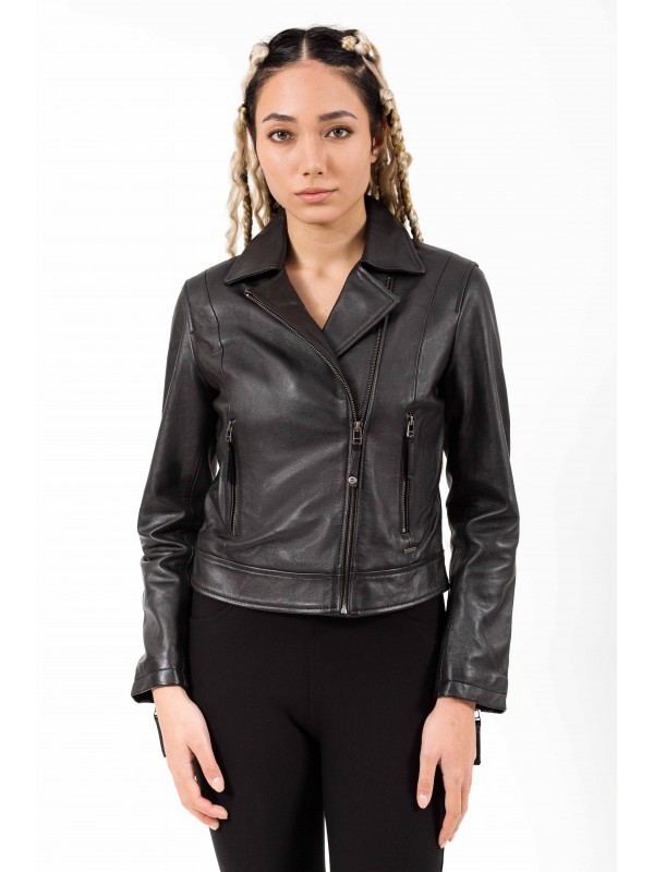 ELECTRA SHEEP BLACK - AUTHENTIC WOMENS BLACK LEATHER JACKET 