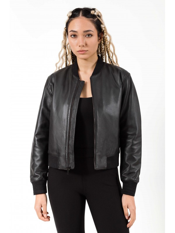 ELECTRA SHEEP BLACK - AUTHENTIC WOMENS BLACK LEATHER JACKET 