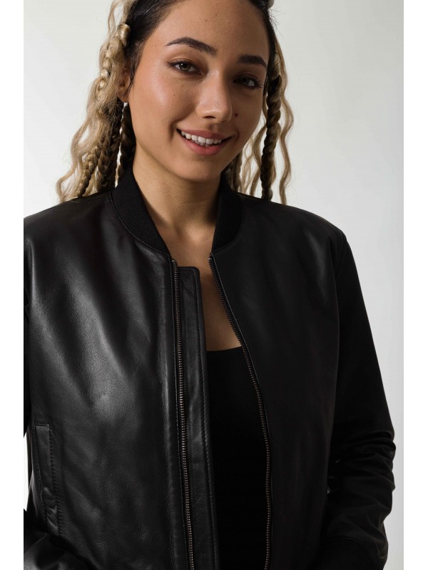 ELECTRA SHEEP BLACK - AUTHENTIC WOMENS BLACK LEATHER JACKET 