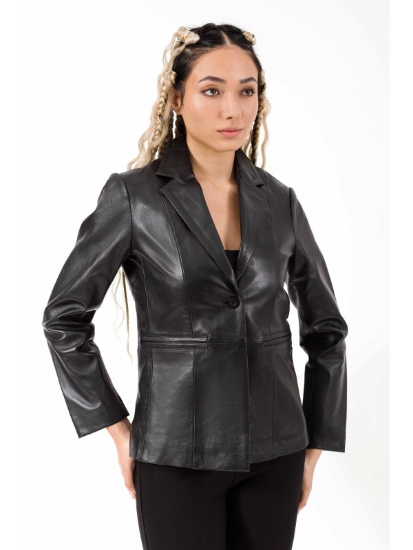 ELECTRA SHEEP BLACK - AUTHENTIC WOMENS BLACK LEATHER JACKET 