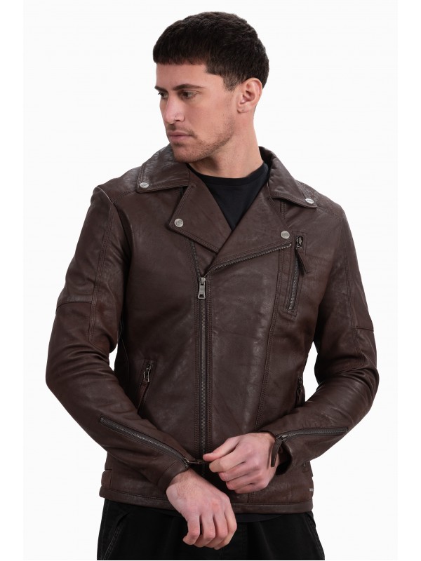 OSCAR SHEEP VINTAGE BROWN - AUTHENTIC MENS BLACK LEATHER JACKET OSCAR SHEEP VINTAGE BROWN - AUTHENTIC MENS BLACK LEATHER JACKET