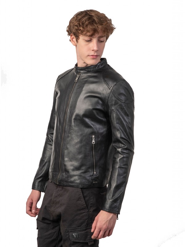 ROMEO SHEEP BLACK - AUTHENTIC MENS BLACK LEATHER JACKET ROMEO SHEEP BLACK - AUTHENTIC MENS BLACK LEATHER JACKET