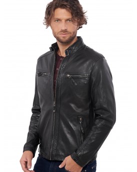 ALPHA SHEEP BLACK  - AUTHENTIC BLACK MENS LEATHER JACKET
