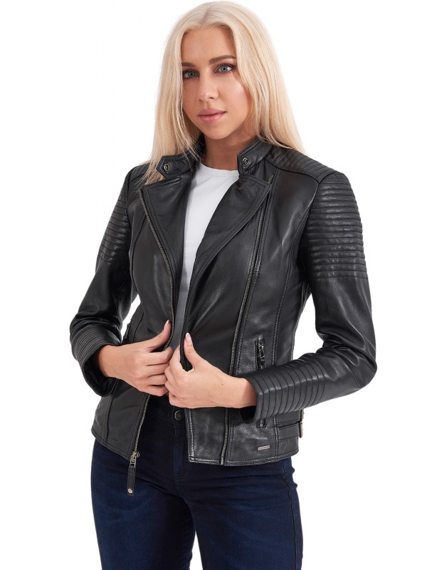 CALYPSO SHEEP BLACK - AUTHENTIC WOMENS BLACK LEATHER JACKET CALYPSO SHEEP BLACK - AUTHENTIC WOMENS BLACK LEATHER JACKET