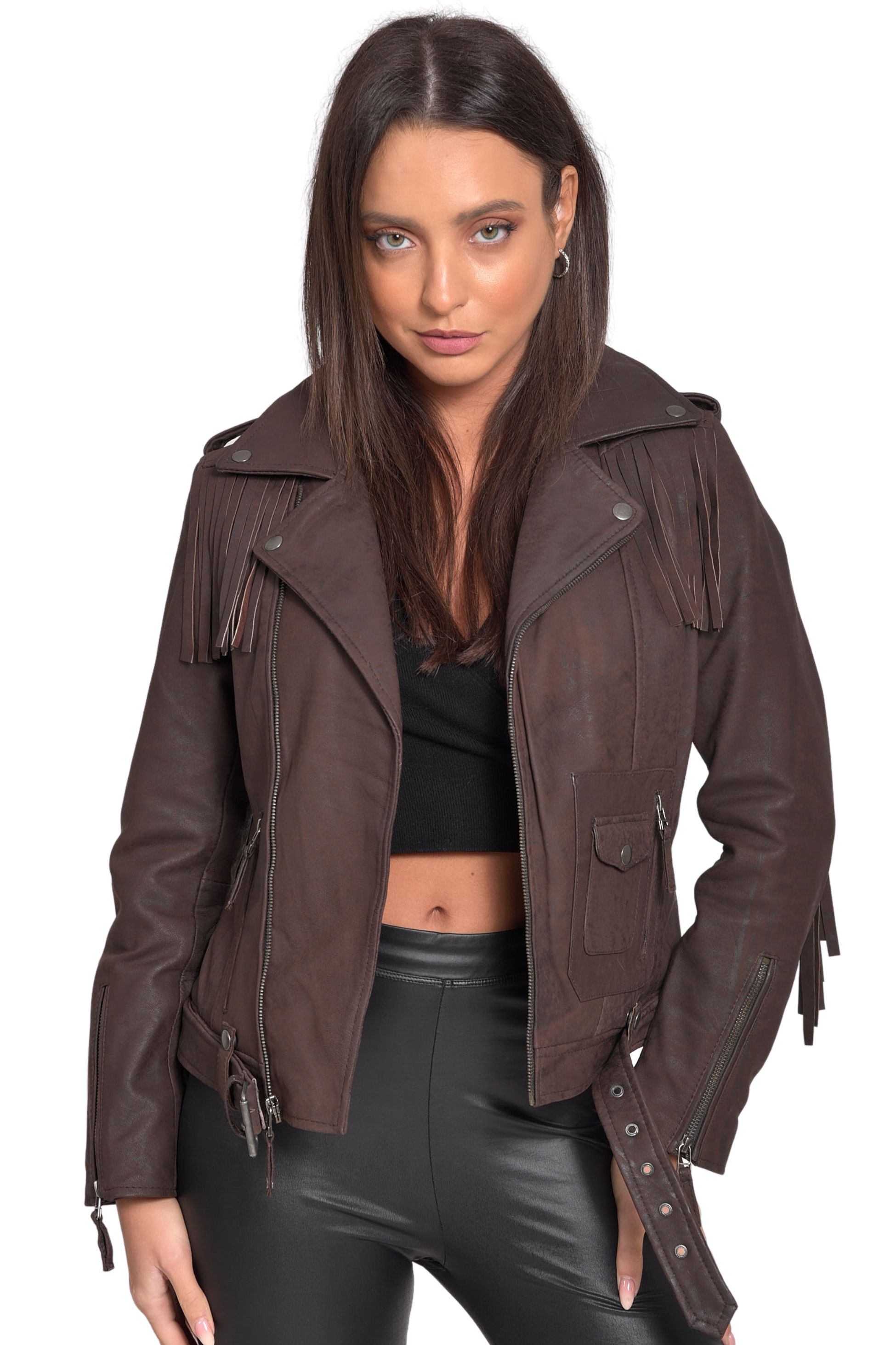CHEROKEE VINTAGE SHEEP BROWN - AUTHENTIC WOMENS LEATHER JACKET