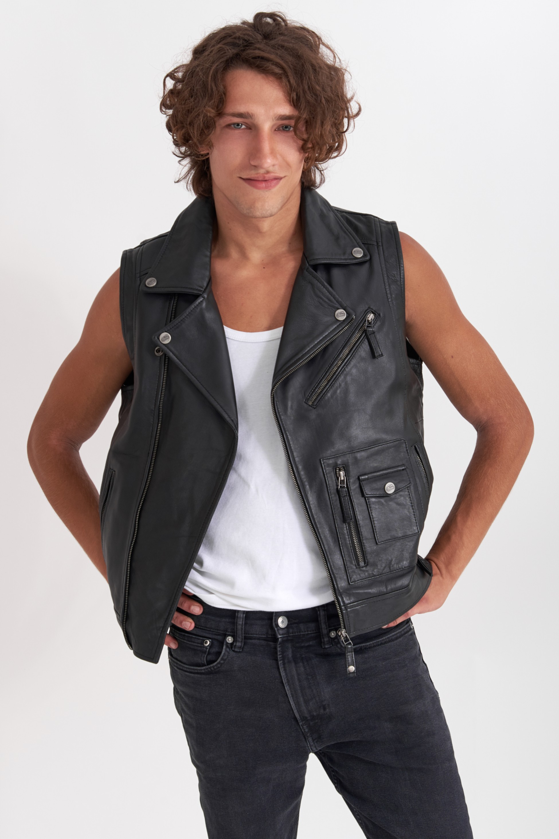 CHOPPER SHEEP BLACK- ΑΝΔΡΙΚΟ ΔΕΡΜΑΤΙΝΟ ΜΑΥΡΟ ΓΙΛΕΚΟ