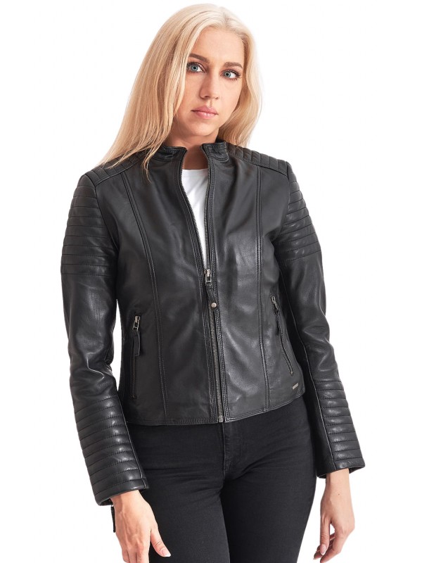 PASIPHAE SHEEP BLACK - AUTHENTIC WOMENS BLACK LEATHER JACKET PASIPHAE SHEEP BLACK - AUTHENTIC WOMENS BLACK LEATHER JACKET