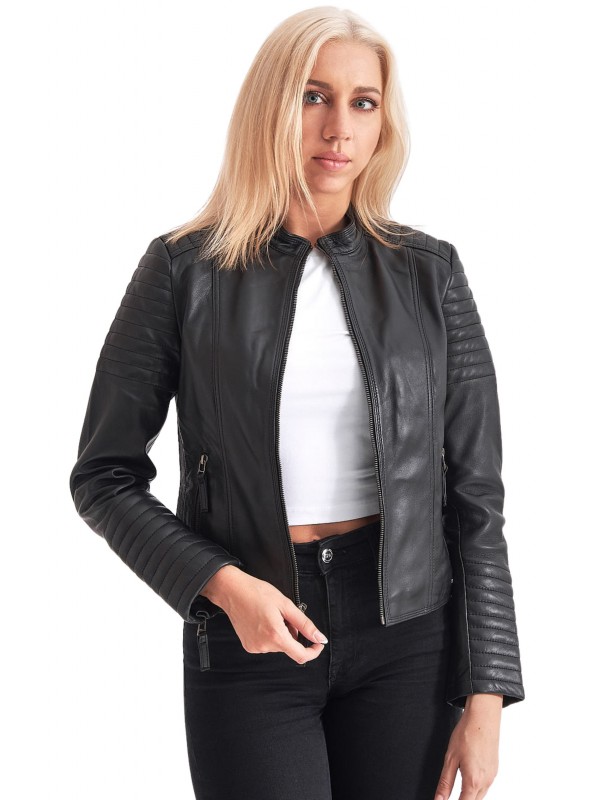 PASIPHAE SHEEP BLACK - AUTHENTIC WOMENS BLACK LEATHER JACKET PASIPHAE SHEEP BLACK - AUTHENTIC WOMENS BLACK LEATHER JACKET