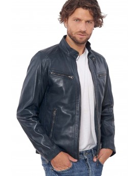 ALPHA SHEEP BLUE - AUTHENTIC MENS BLUE LEATHER JACKET