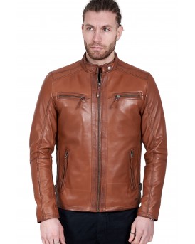 ALPHA SHEEP COGNAC - AUTHENTIC MENS COGNAC LEATHER JACKET