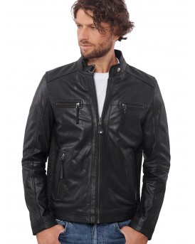 ALPHA-SRV BUFFALO BLACK - AUTHENTIC BLACK MENS LEATHER JACKET