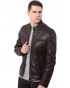 ALPHA BUFFALO BROWN - AUTHENTIC MENS BROWN LEATHER JACKET