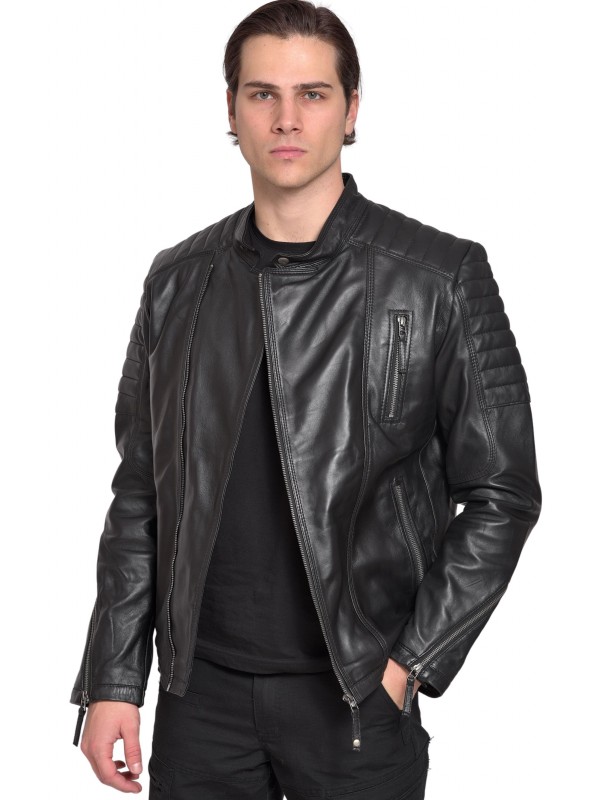 CHARLIE SUC SHEEP BLACK - AUTHENTIC MENS BLACK LEATHER JACKET CHARLIE SUC SHEEP BLACK - AUTHENTIC MENS BLACK LEATHER JACKET