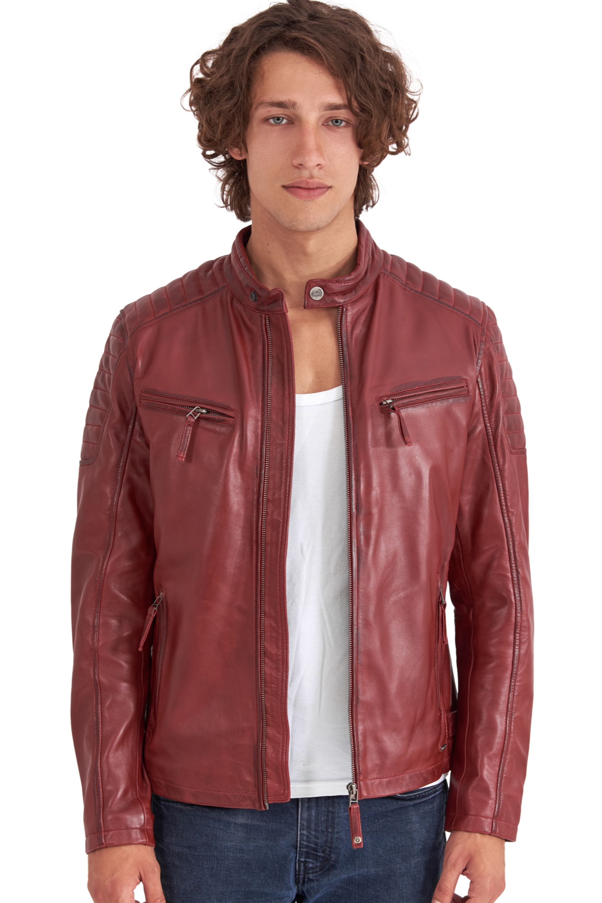 DELTA SHEEP RED - AUTHENTIC MENS LEATHER JACKET