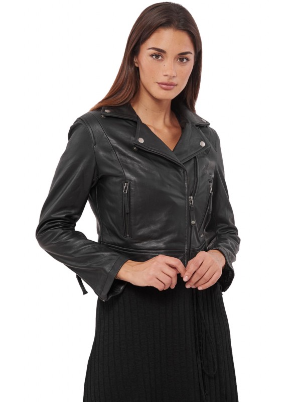 DIONA BUFFALO BLACK - AUTHENTIC WOMENS BLACK LEATHER JACKET