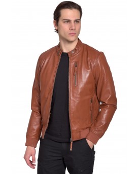 ECHO SHEEP COGNAC - AUTHENTIC MENS COGNAC LEATHER JACKET