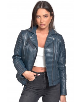 ELECTRA SHEEP BLUE - AUTHENTIC WOMENS BLUE LEATHER JACKET