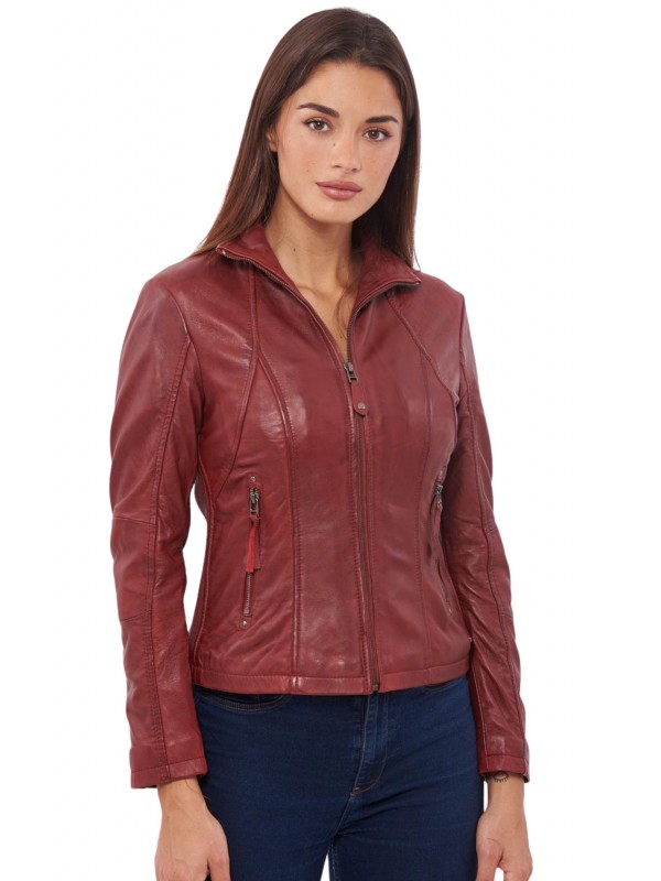 PANDORA SHEEP RED - AUTHENTIC WOMENS RED LEATHER JACKET