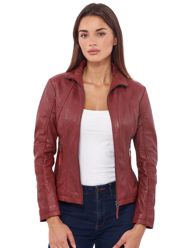 PANDORA SHEEP RED - AUTHENTIC WOMENS RED LEATHER JACKET