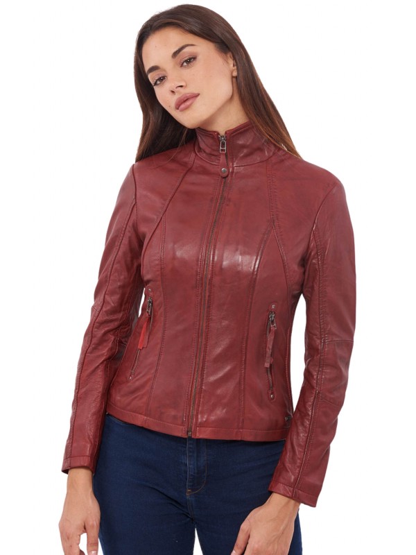 PANDORA SHEEP RED - ΑΥΘΕΝΤΙΚΟ ΓΥΝΑΙΚΕΙΟ ΚΟΚΚΙΝΟ ΔΕΡΜΑΤΙΝΟ ΜΠΟΥΦΑΝ