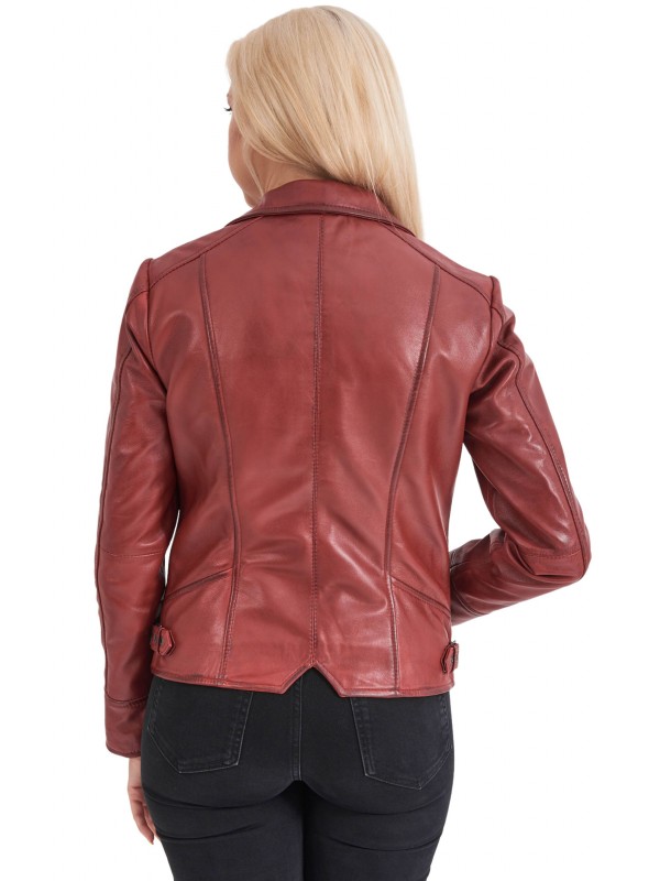 PHEDRA SHEEP RED - AUTHENTIC WOMENS RED LEATHER JACKET