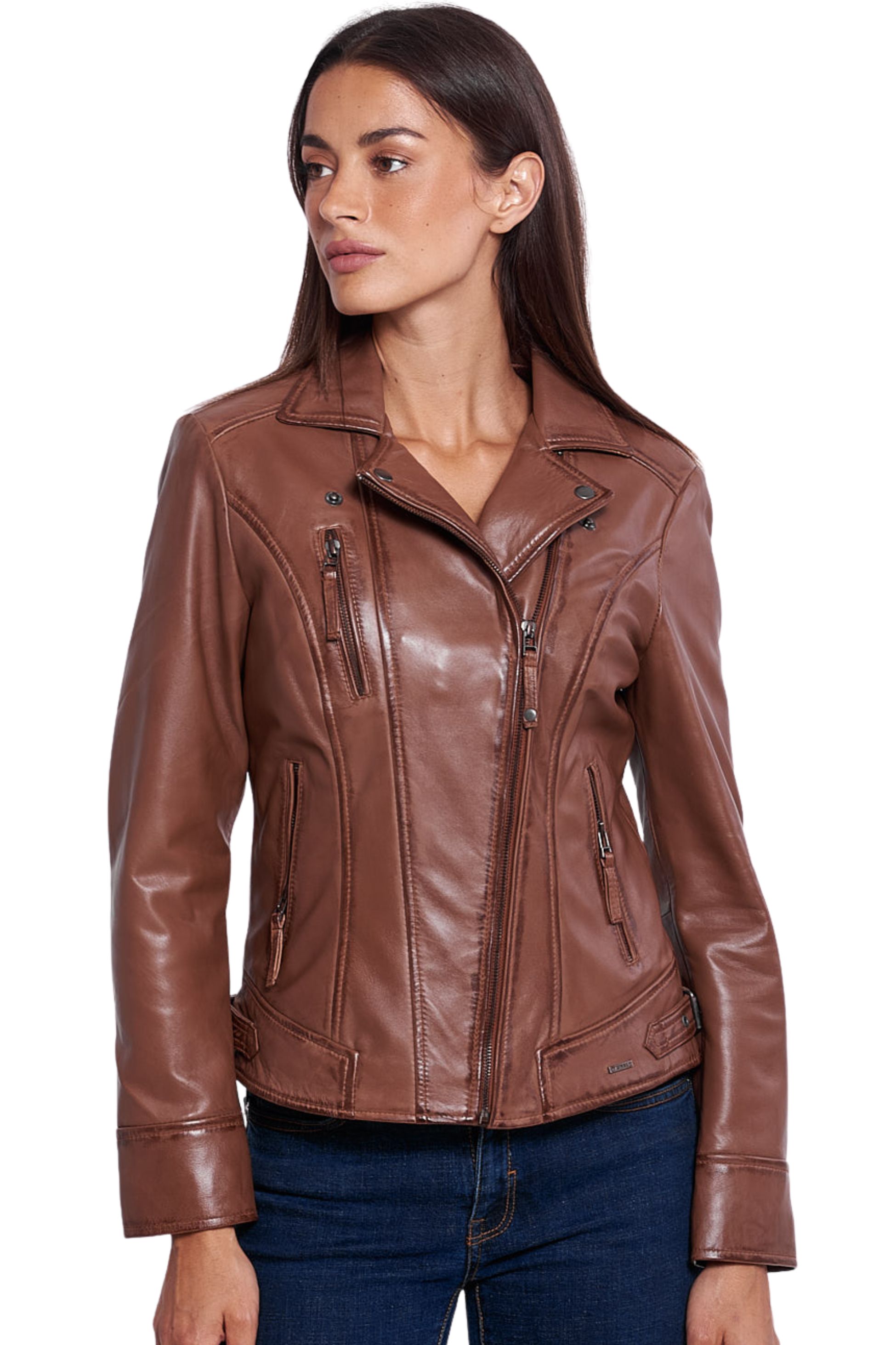 PHEDRA SHEEP COGNAC - AUTHENTIC WOMENS LEATHER JACKET