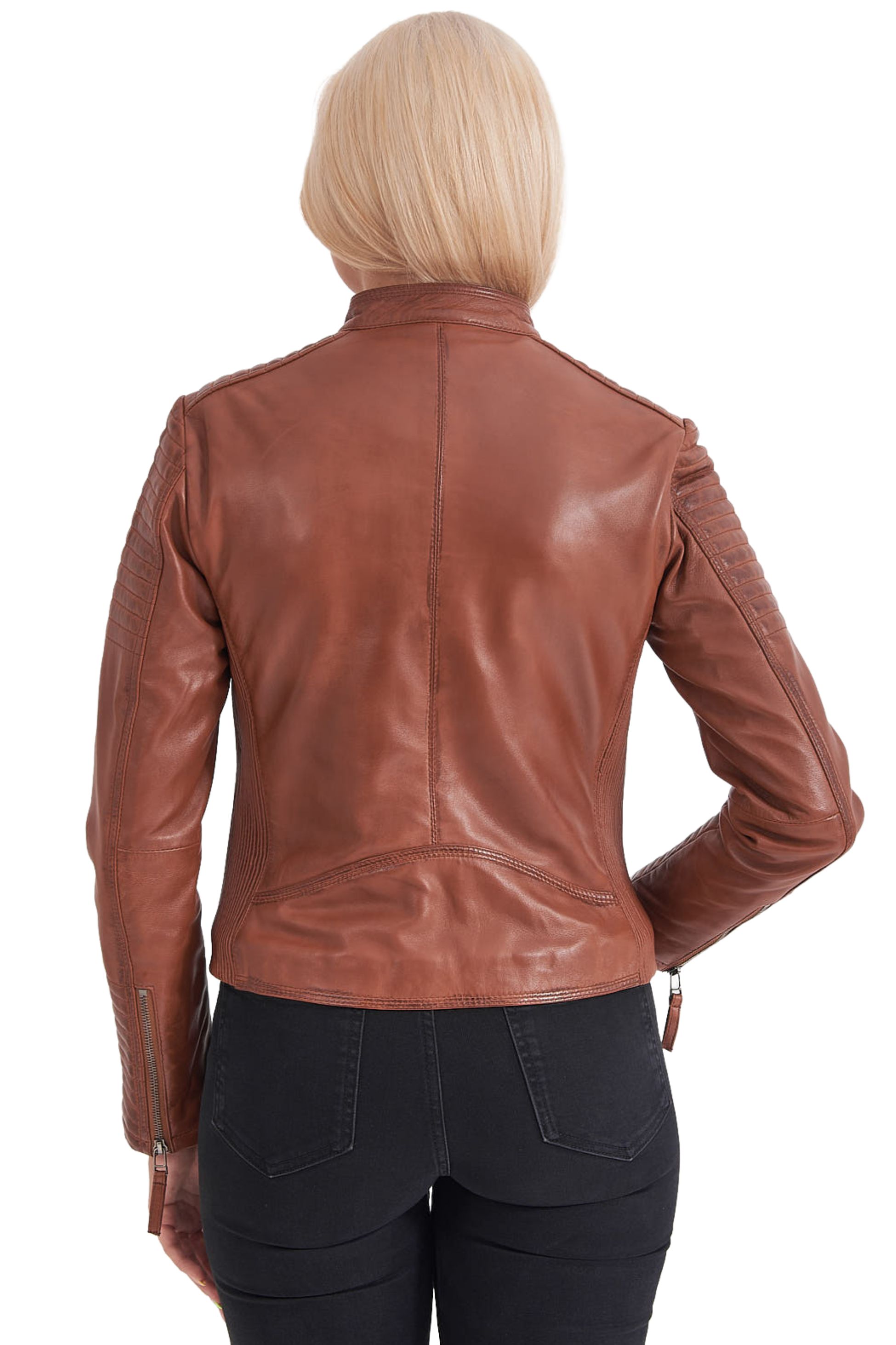 PASIPHAE SHEEP COGNAC - AUTHENTIC WOMENS LEATHER JACKET