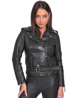 RHEA SHEEP BLACK - AUTHENTIC WOMENS BLACK LEATHER JACKET