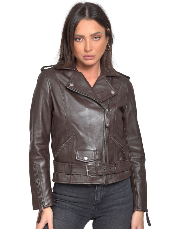 RHEA SHEEP BROWN - AUTHENTIC WOMENS BROWN LEATHER JACKET