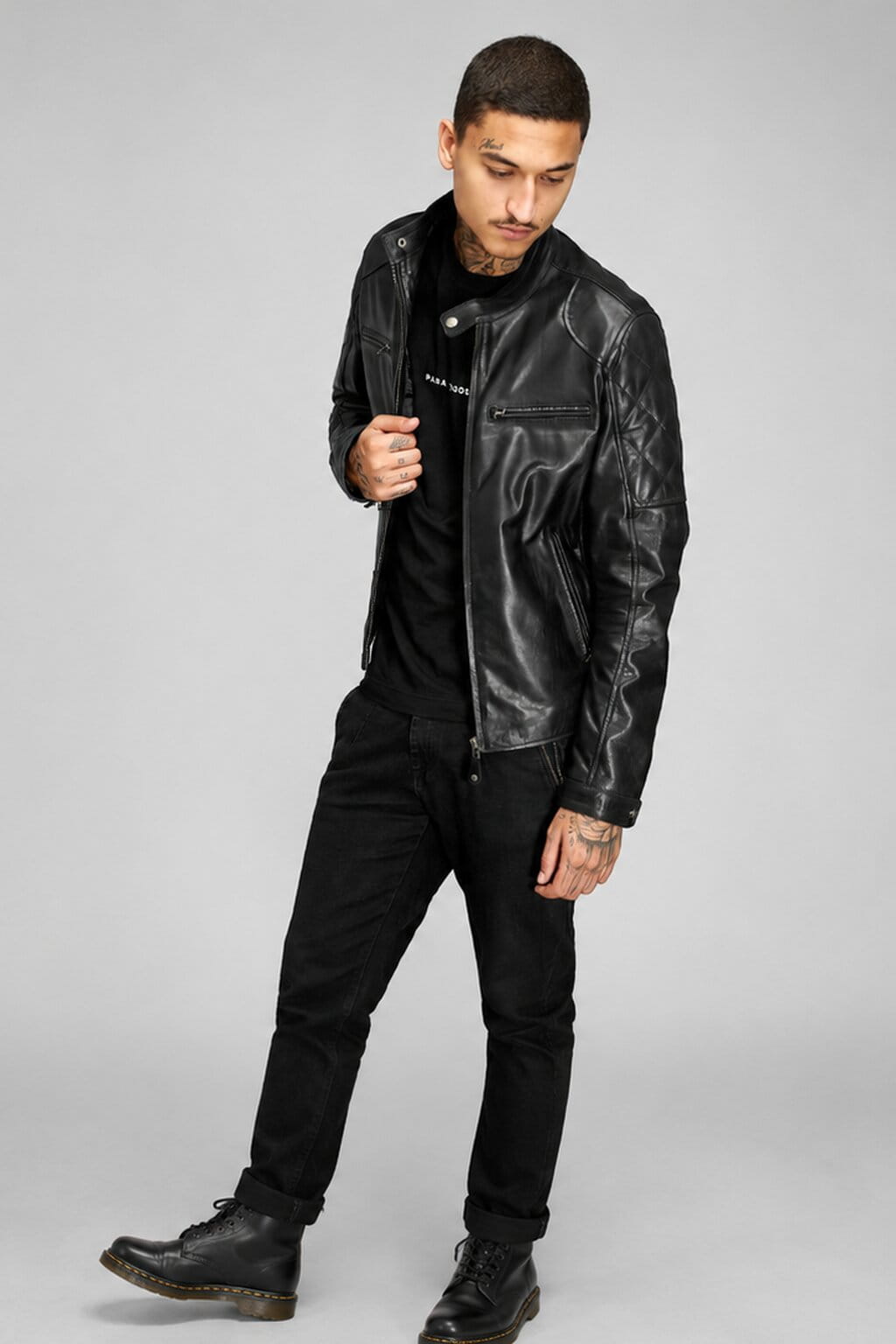 Man wearing a premium leather jacket